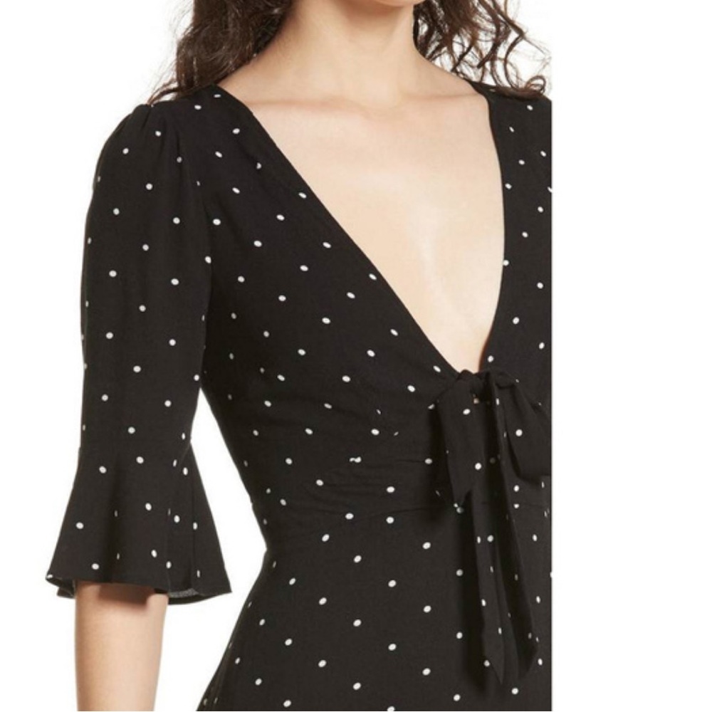 *SOLD*Free People “All Yours” Polka Dot W/ Tie Front Mini Dress Size 12 - Picture 2 of 5